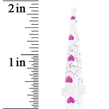0 Gauge Clear Acrylic Glitter Purple Heart Confetti Taper
