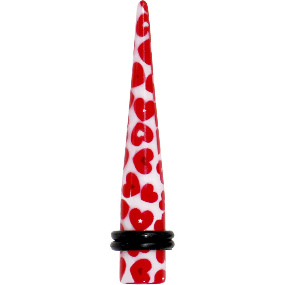 0 Gauge Lovely Red Heart Acrylic Ear Taper