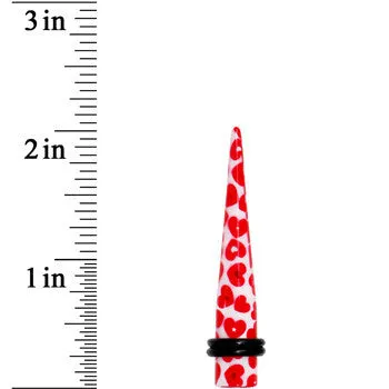 0 Gauge Lovely Red Heart Acrylic Ear Taper