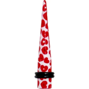 0 Gauge Lovely Red Heart Acrylic Ear Taper
