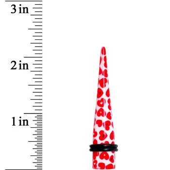 00 Gauge Lovely Red Heart Acrylic Ear Taper