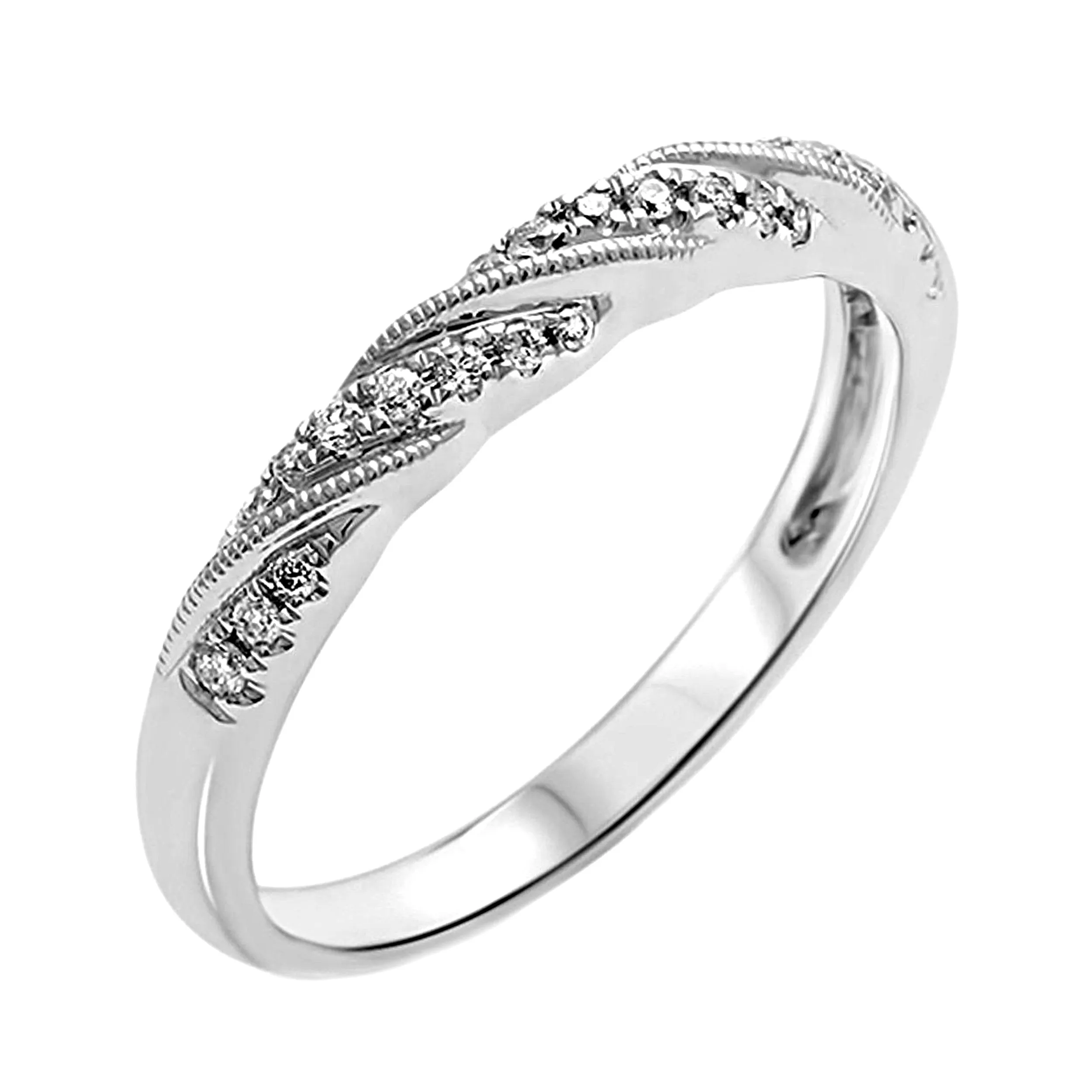 0.14ct Diamonds in 14K Gold Twisted Milgrain Band Ring
