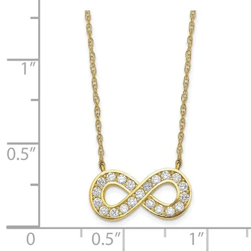 10K 18inch Polished CZ Infinity Necklace