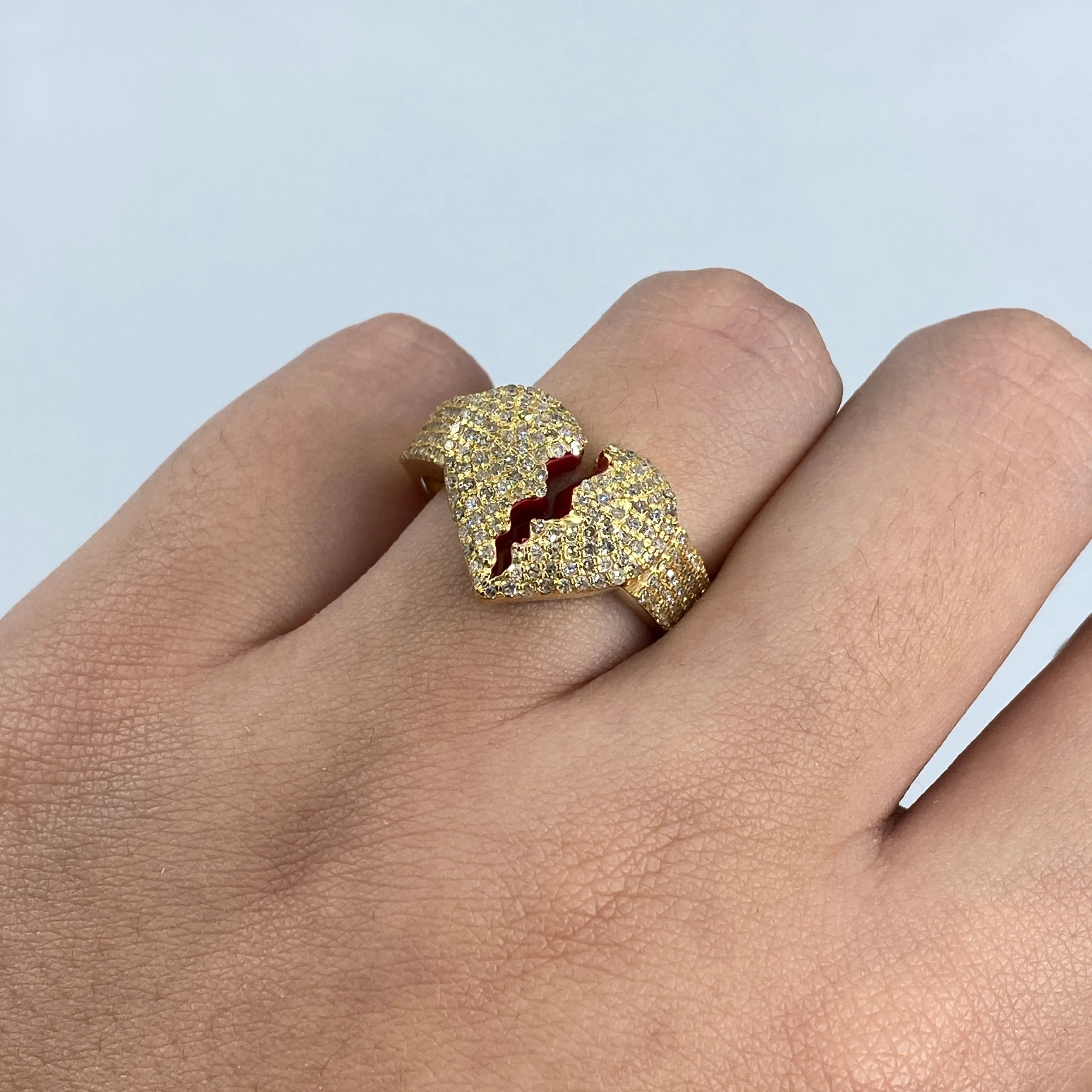 10K Broken Heart Diamond Ring