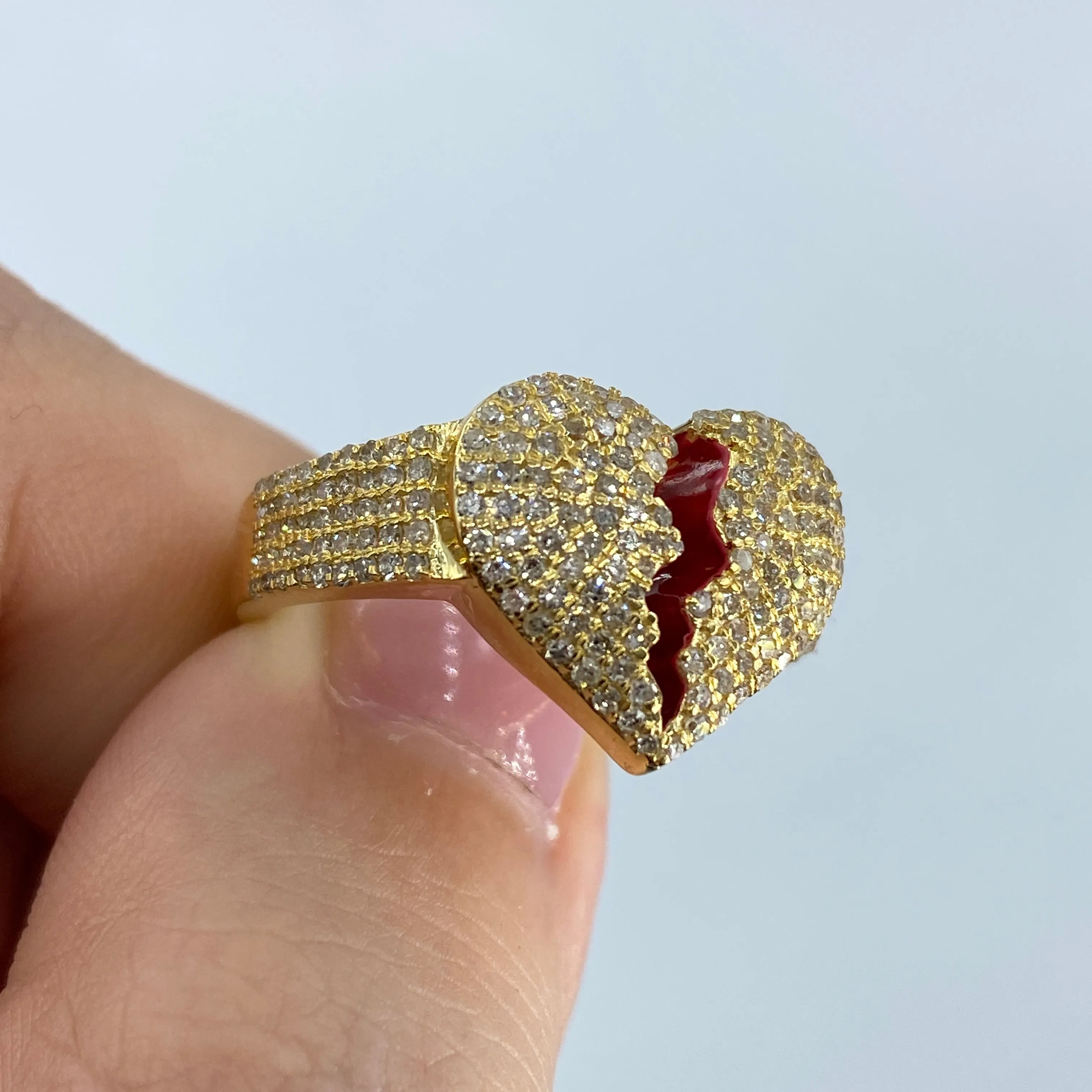 10K Broken Heart Diamond Ring