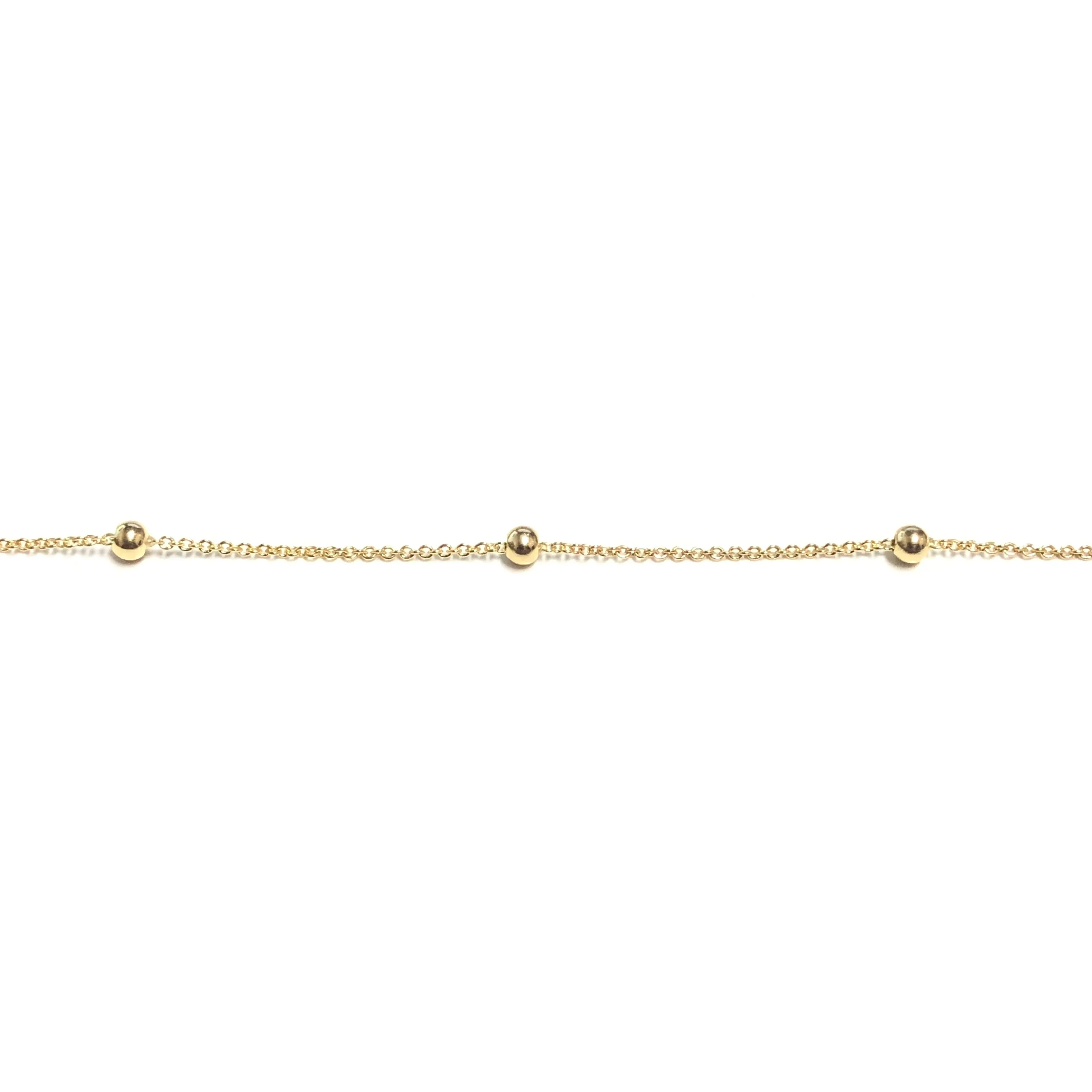 10K Yellow Gold (2.4mm) Fancy Station Beaded Necklace