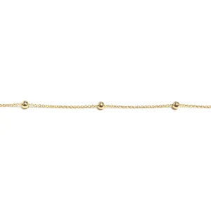 10K Yellow Gold (2.4mm) Fancy Station Beaded Necklace