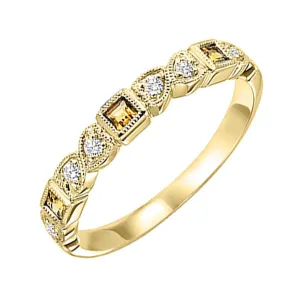 10KT Yellow Gold & Diamond Classic Book Stackable Fashion Ring  - 1/10 ctw