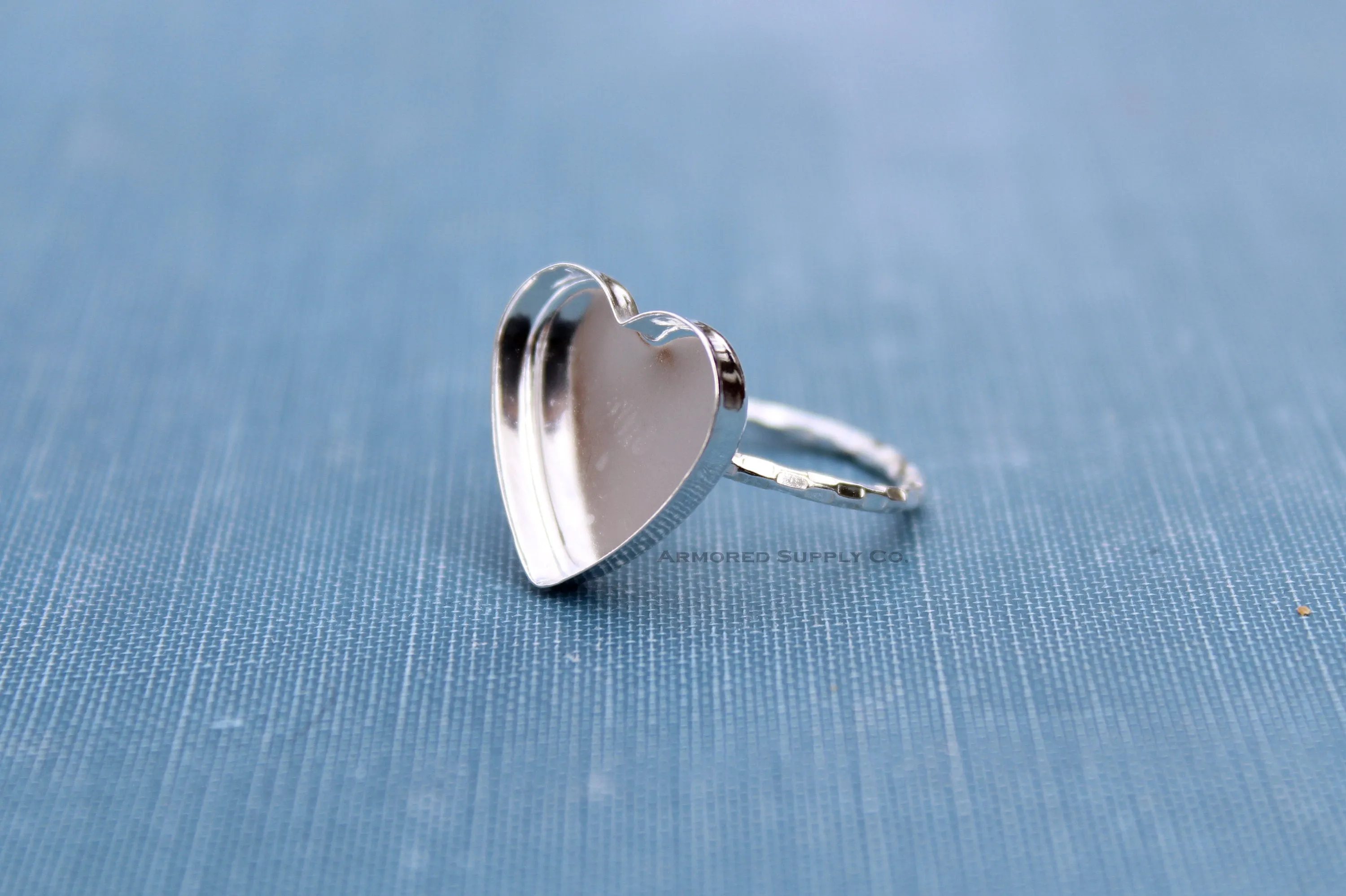 10mm Heart Bezel Checkered Ring blank ring band