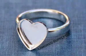 10mm Heart Bezel Ring blank with comfort ring band