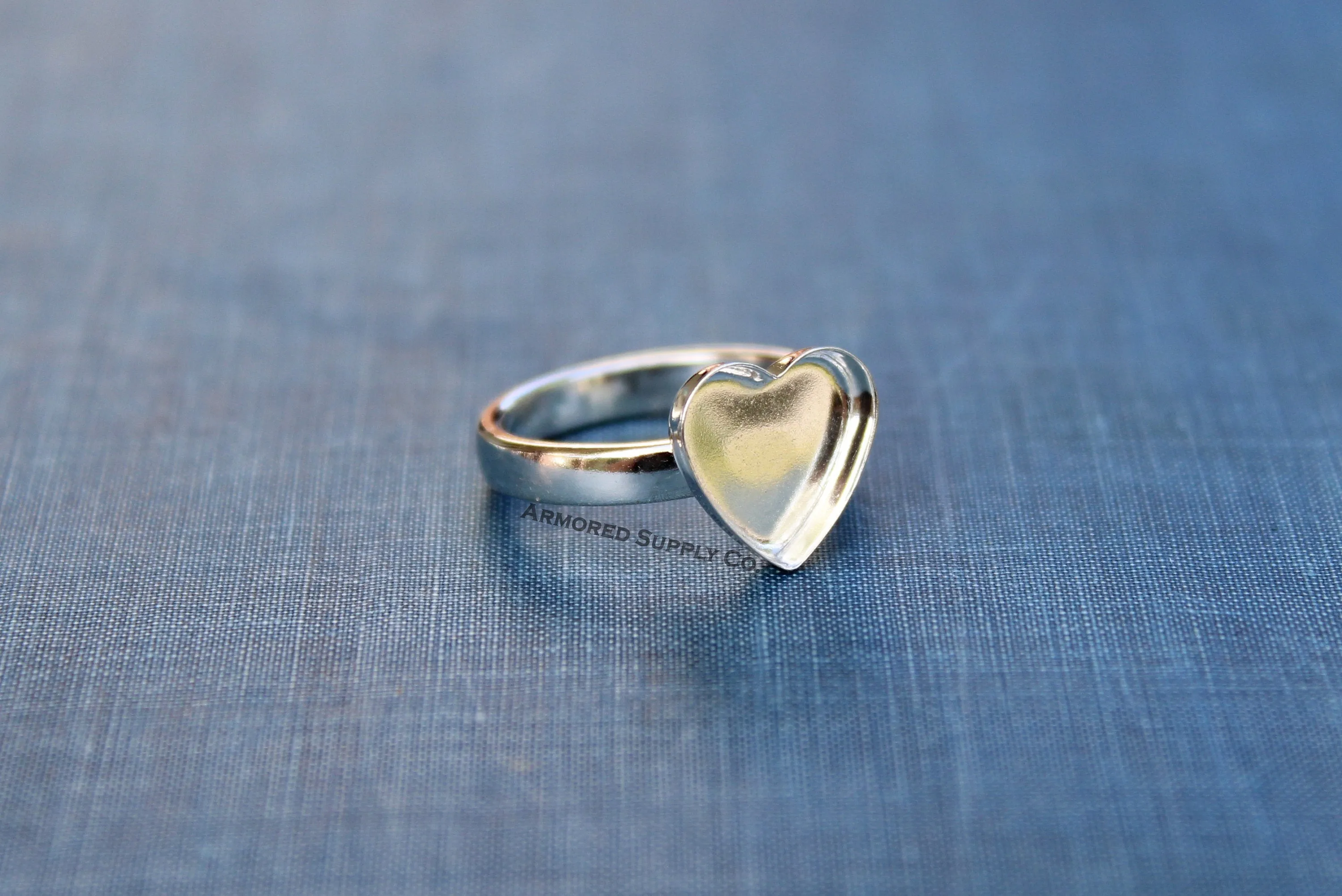 10mm Heart Bezel Ring blank with comfort ring band