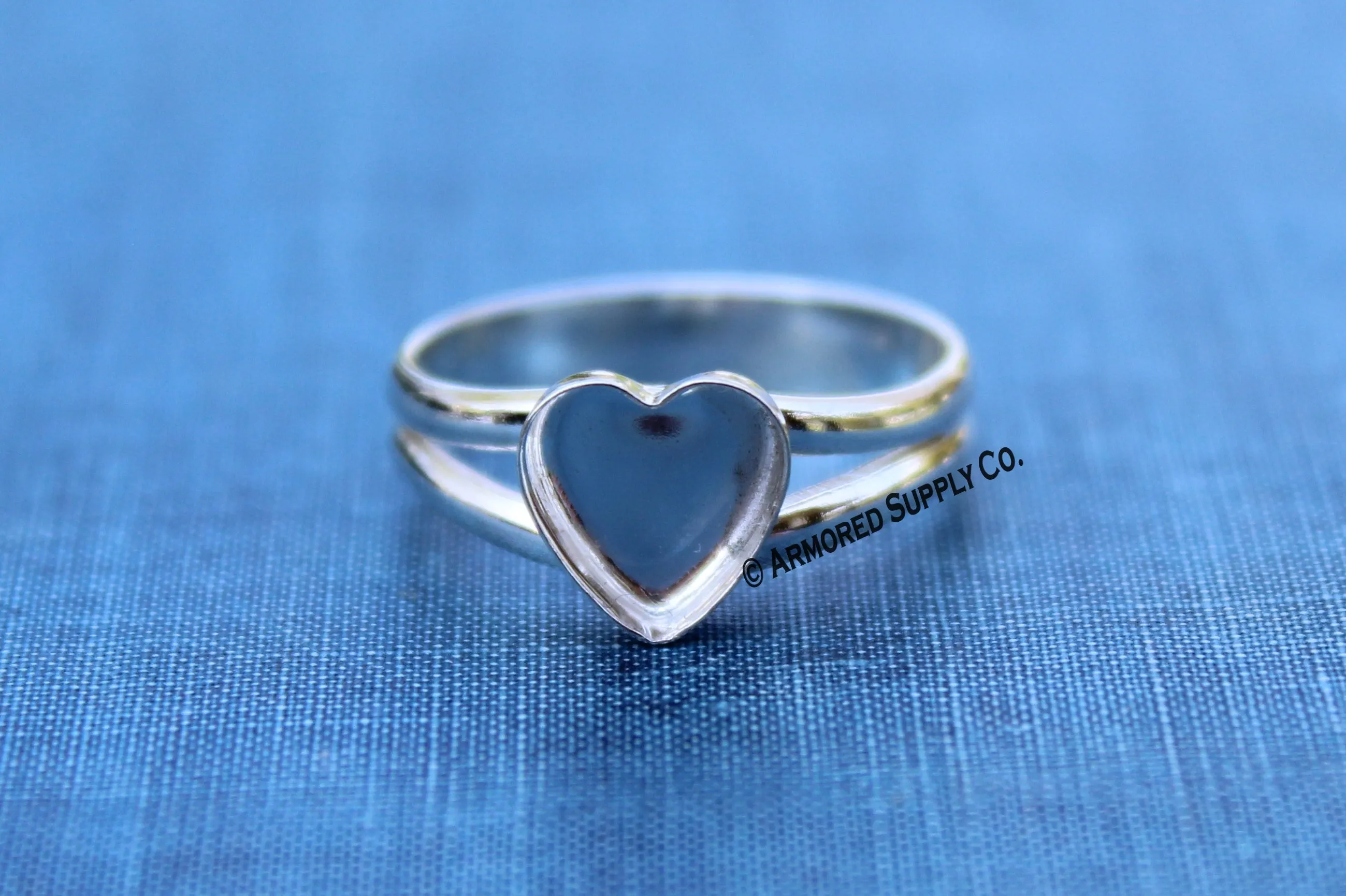 10mm Heart Bezel Sterling Silver Split Shank Ring Band blank