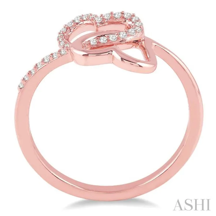 1/10 ctw Round Cut Diamond Twins Heart Shape Ring in 10K Rose Gold