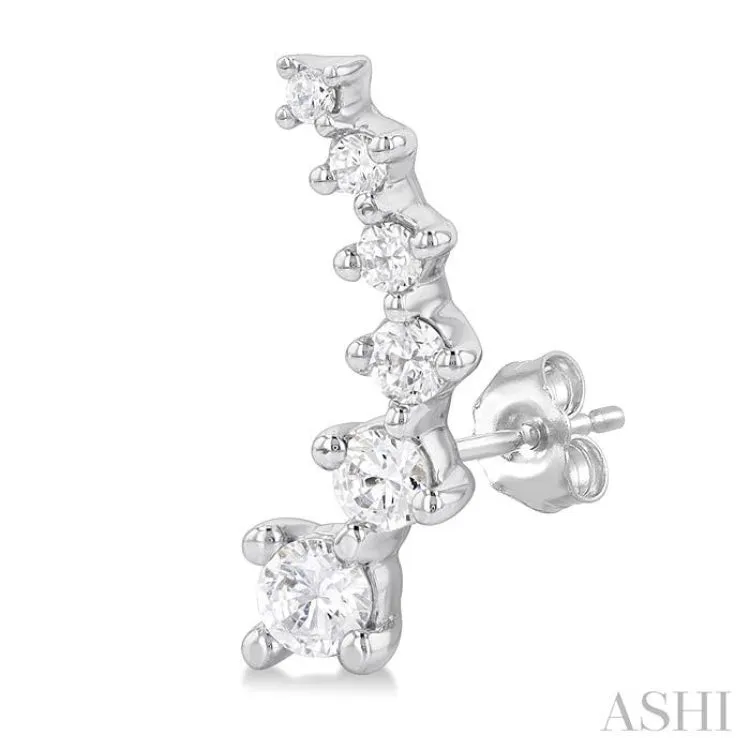 1/2 ctw Round Cut Diamond Fashion Climbers in 14K White Gold