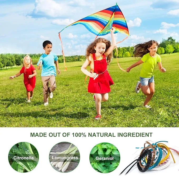 12 Pack Mosquito Repellent Bracelets, Solid Color Individually Wrapped Leather Insect & Bug Repellent Wrist Bands for Kids & Adults Outdoor Camping Fishing Traveling