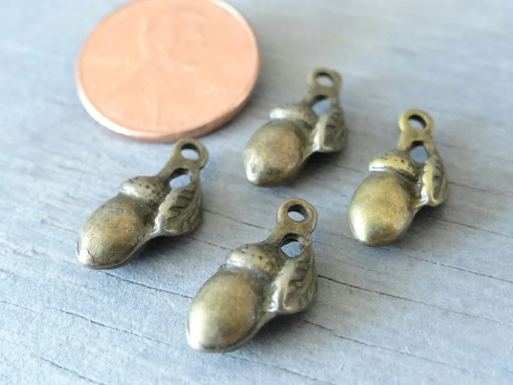 12 pc Acorn charm, acorn, nut charm, small acorn charm, wholesale charm, alloy charm