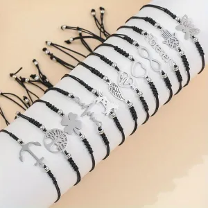 12pcs Stainless Steel Pendant Bracelets For Men Daily Decoration Gift