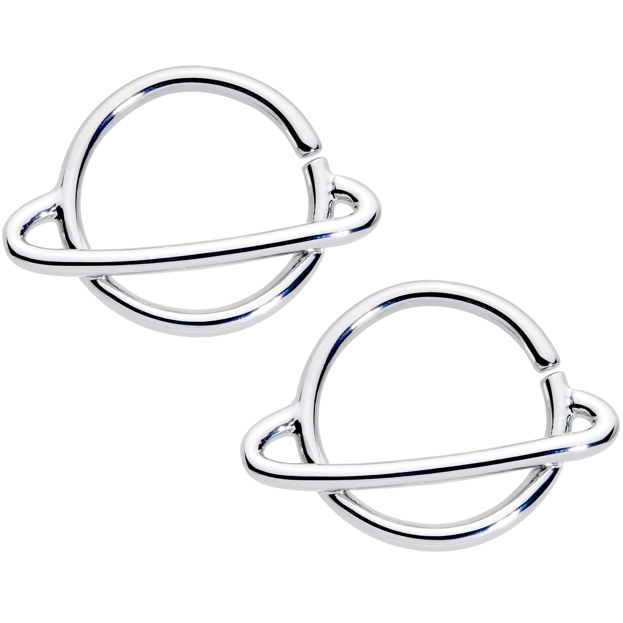 14 Gauge 1/2 Ring of Saturn Planet Nipple Ring Set