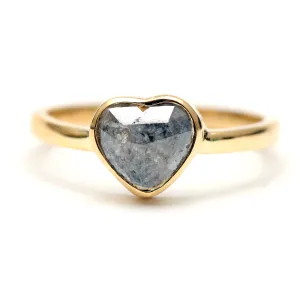 14k Black Diamond Heart Ring 1.1ct