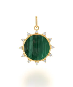 14K Diamond and Malachite Sun Charm