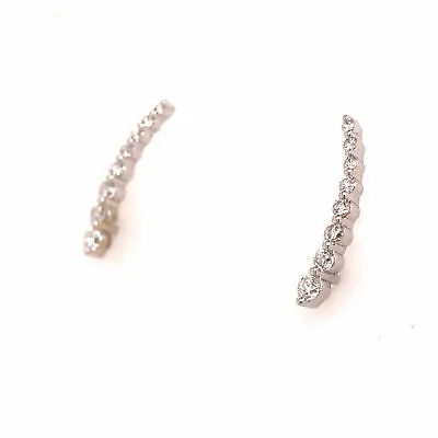 14K Diamond Climber Earrings White Gold