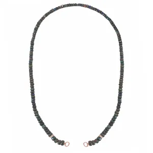 14K Gold Black Opal & Diamond Beaded Necklace