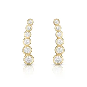 14K Gold Graduated Round Bezel CZ Ear Climber