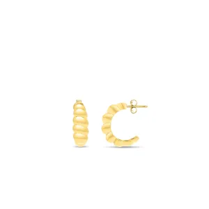 14K Gold Italian Cable Medium Twist Hoops