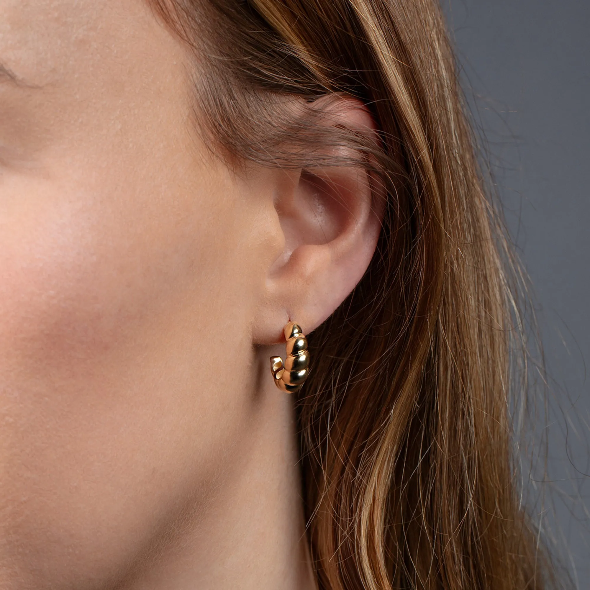 14K Gold Italian Cable Medium Twist Hoops