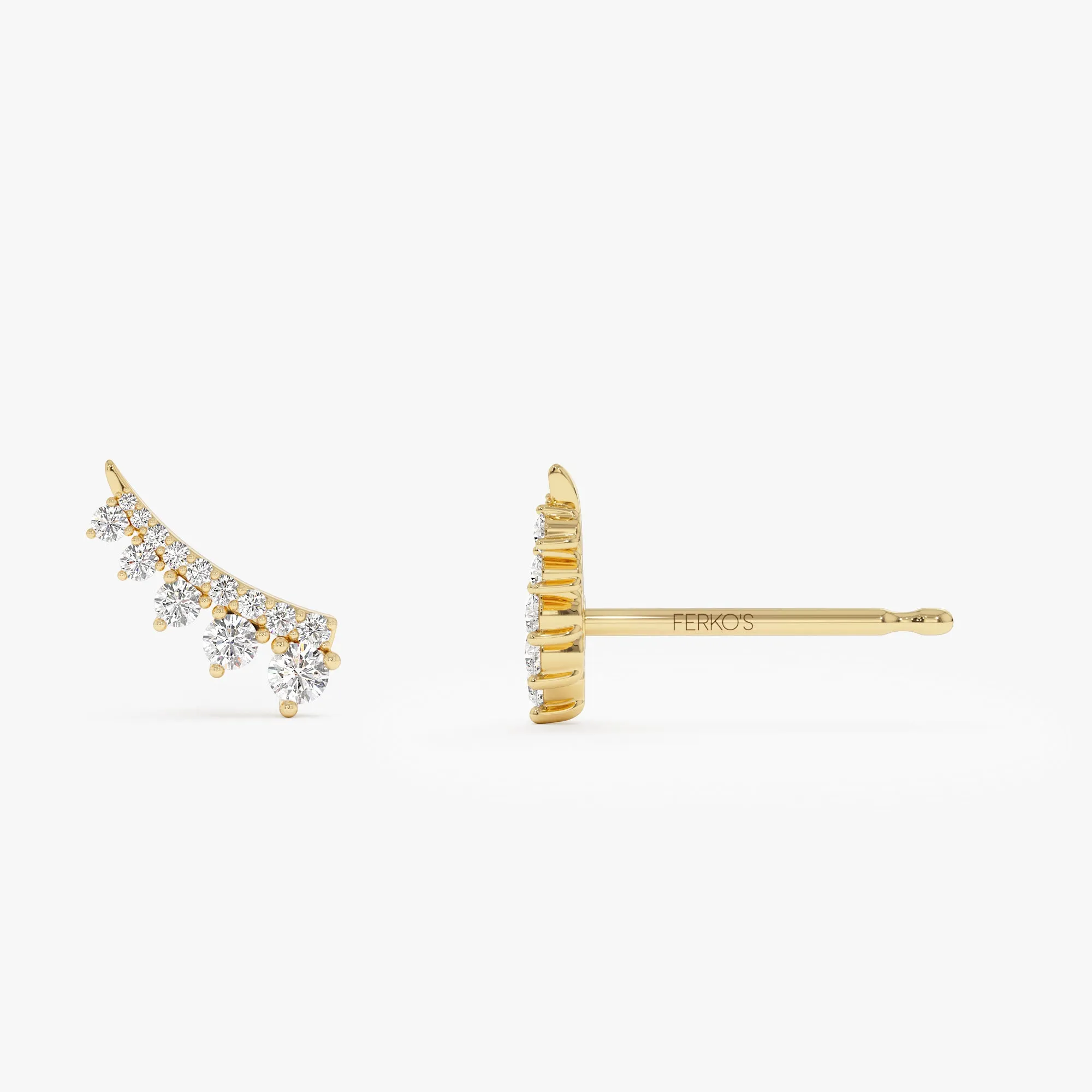 14k Graduating Diamond Ear Climber Studs