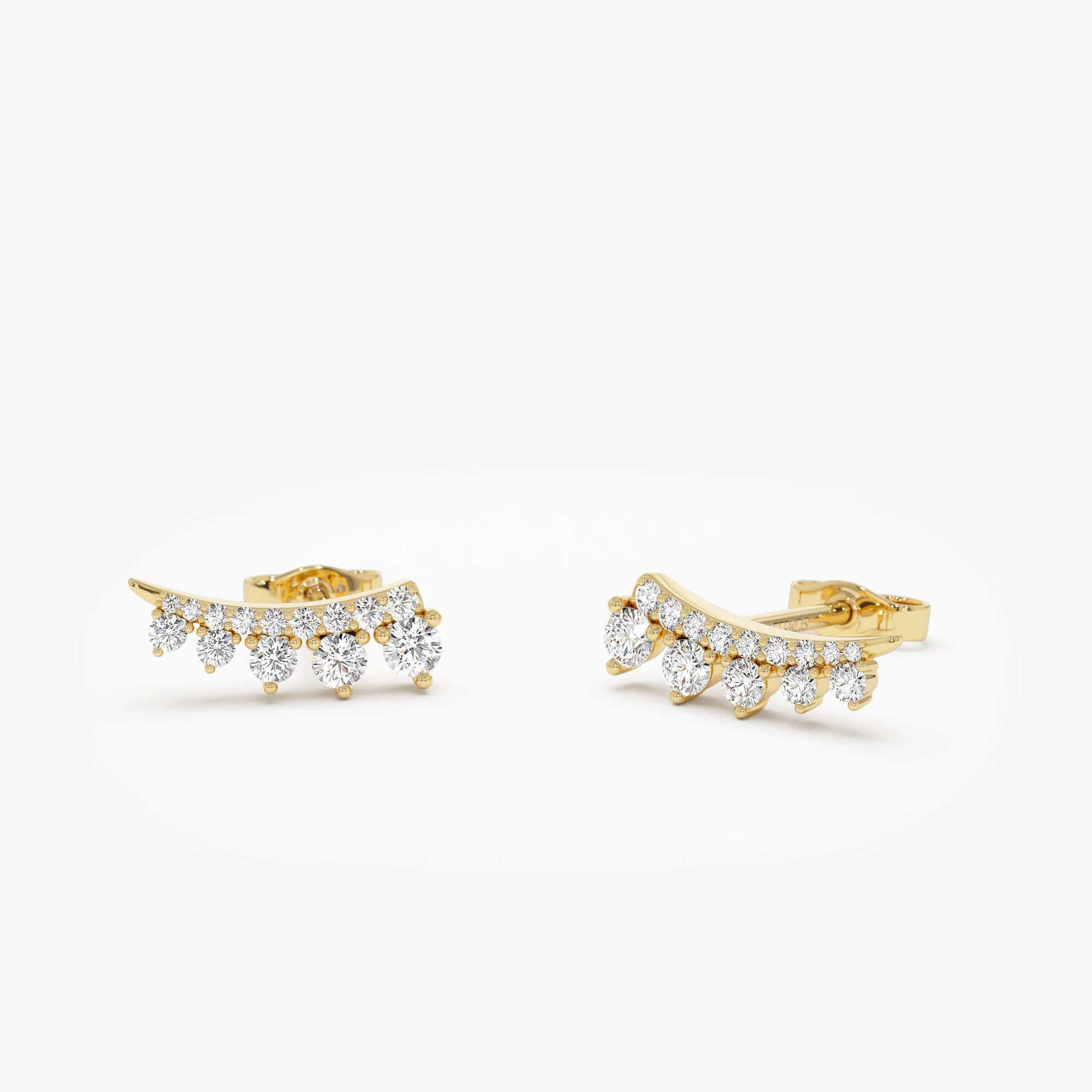 14k Graduating Diamond Ear Climber Studs