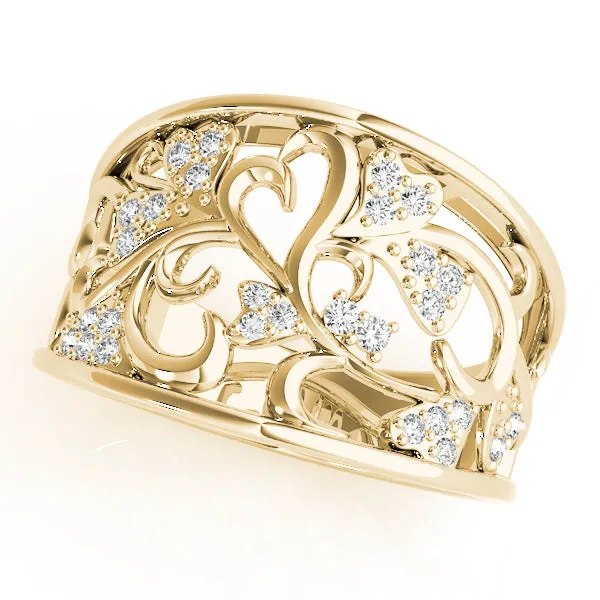 14k Heart Float Fashion Ring with Diamonds