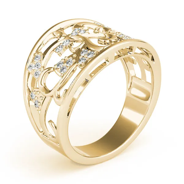14k Heart Float Fashion Ring with Diamonds