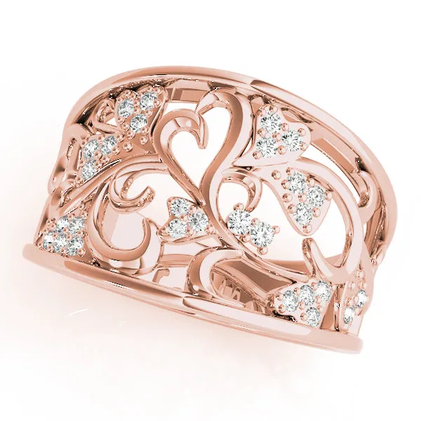 14k Heart Float Fashion Ring with Diamonds