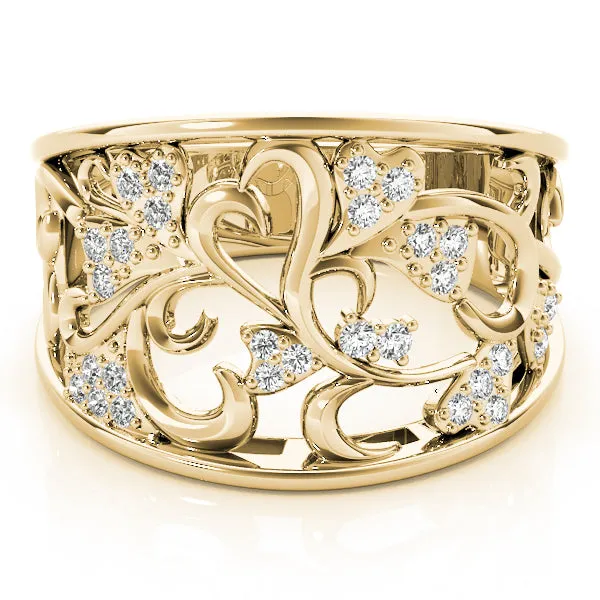 14k Heart Float Fashion Ring with Diamonds
