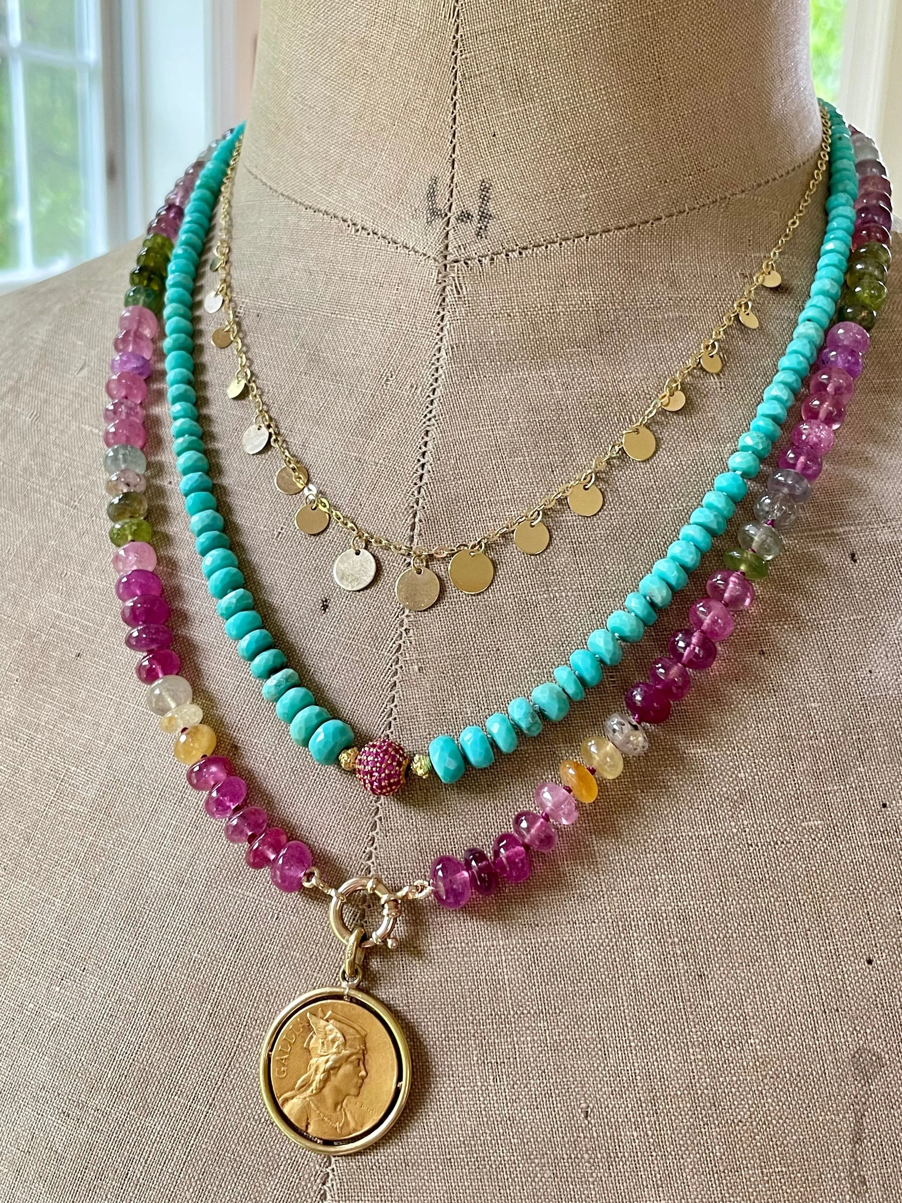 14k Multi Sapphire Necklace-Tutti Frutti