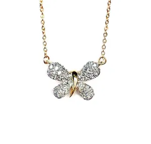 14K pave mini butterfly necklace MN47676