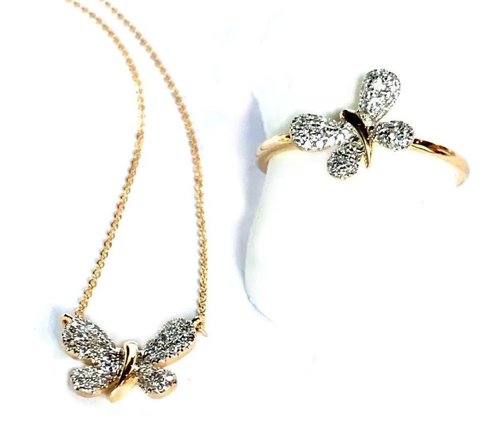 14K pave mini butterfly necklace MN47676