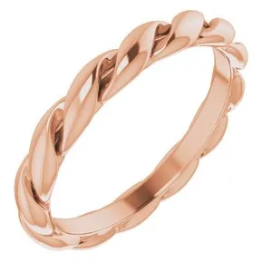 14K Rose 3 mm Twisted Band Size 6.5