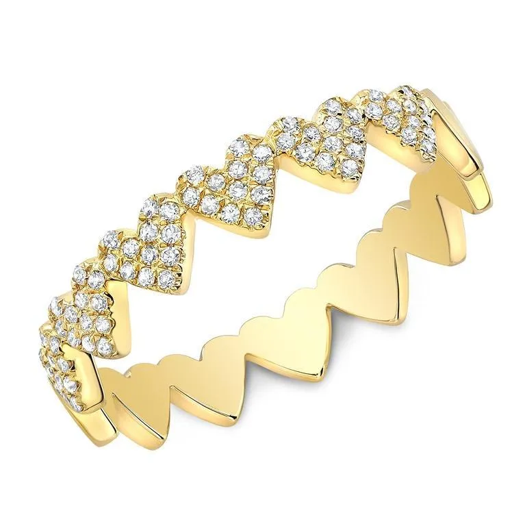 14K Rose Gold Diamond Heart Stackable Band