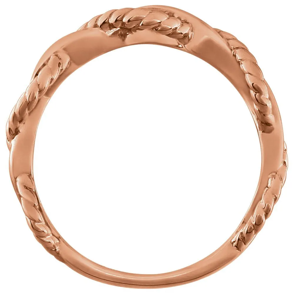 14k Rose Gold Twisted Rope Design Ring Size 7