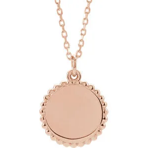 14K Rose Round Beaded 16-18" Necklace