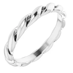 14K White 3 mm Twisted Band Size 7