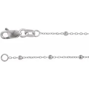 14K White .85 mm Faceted Beaded Cable 16" Chain