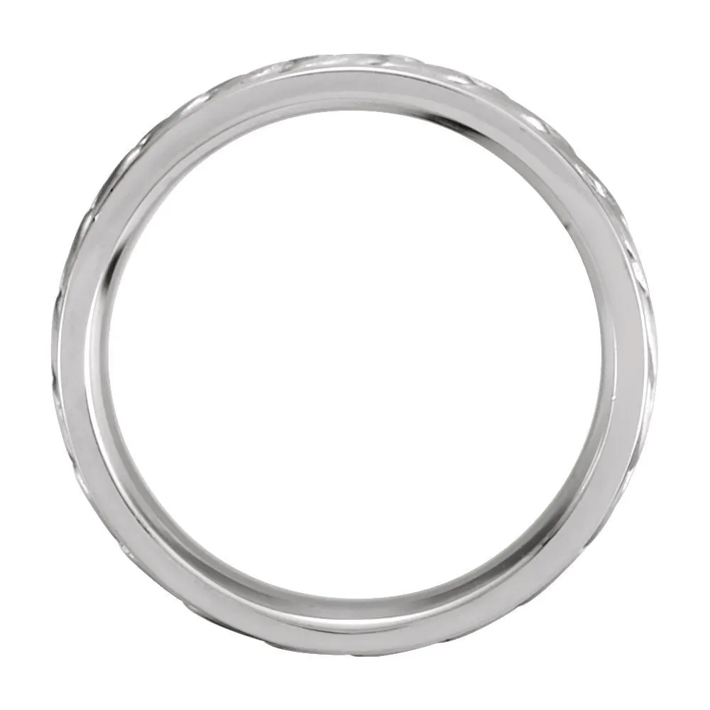 14k White Gold 6.75mm Hand-Woven Band Size 10.5