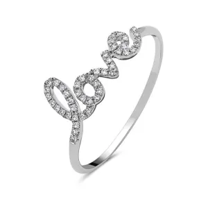 14K White Gold Diamond LOVE Ring