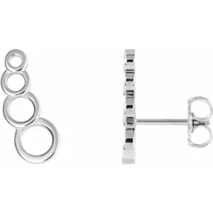 14K White Gold Geometric Ear Climbers