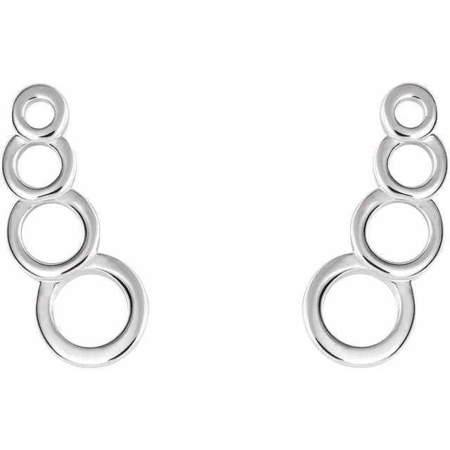 14K White Gold Geometric Ear Climbers