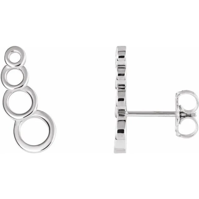 14K White Gold Geometric Ear Climbers