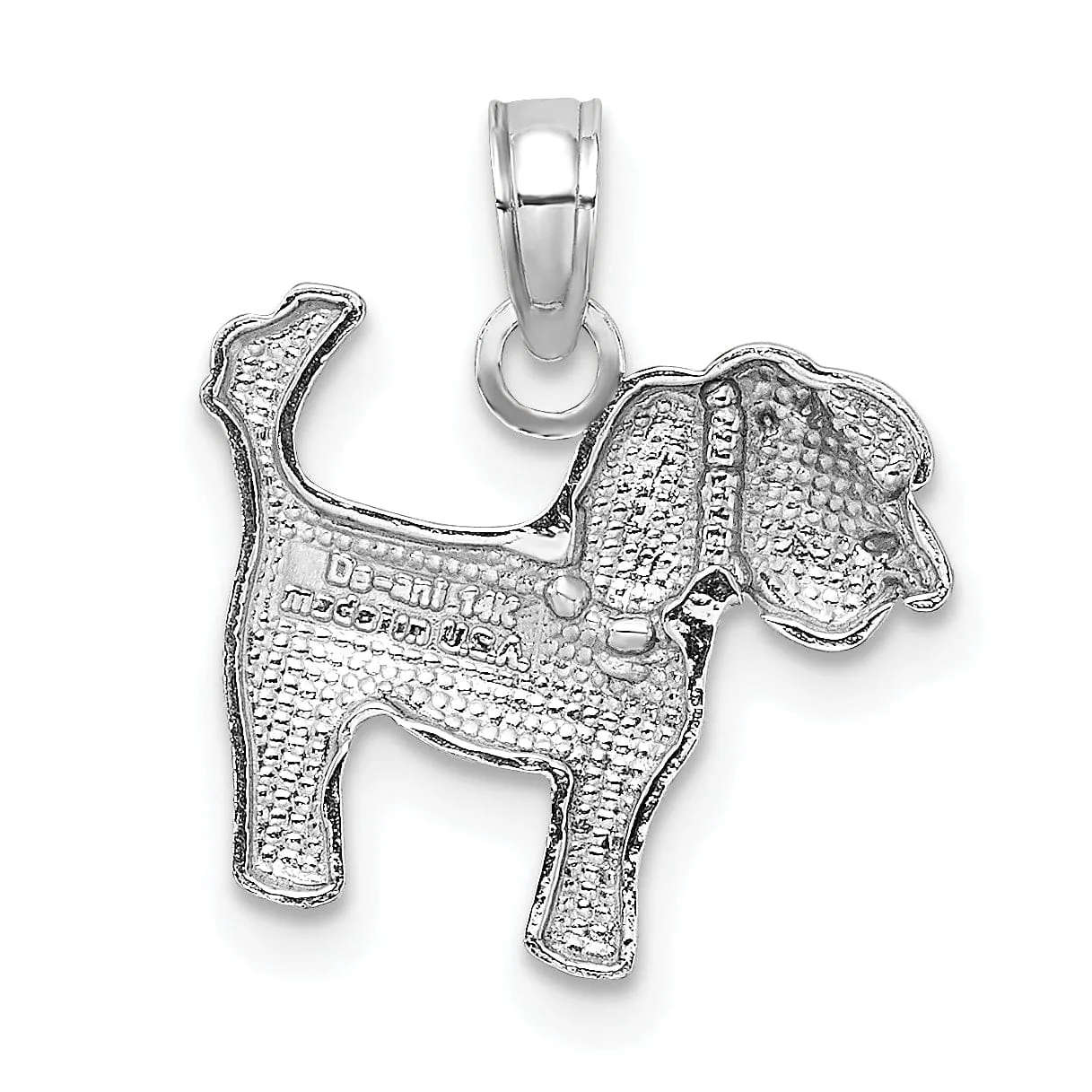 14k White Gold Polished Finish Solid Dog Charm Pendant
